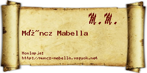 Müncz Mabella névjegykártya